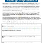Memorial Day Reading Comprehension English Worksheet For Class 4 For Memorial Day Reading Comprehension Worksheet