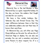 Memorial Day Reading Comprehension Worksheet   Have Fun Teaching For May Reading Comprehension Worksheets