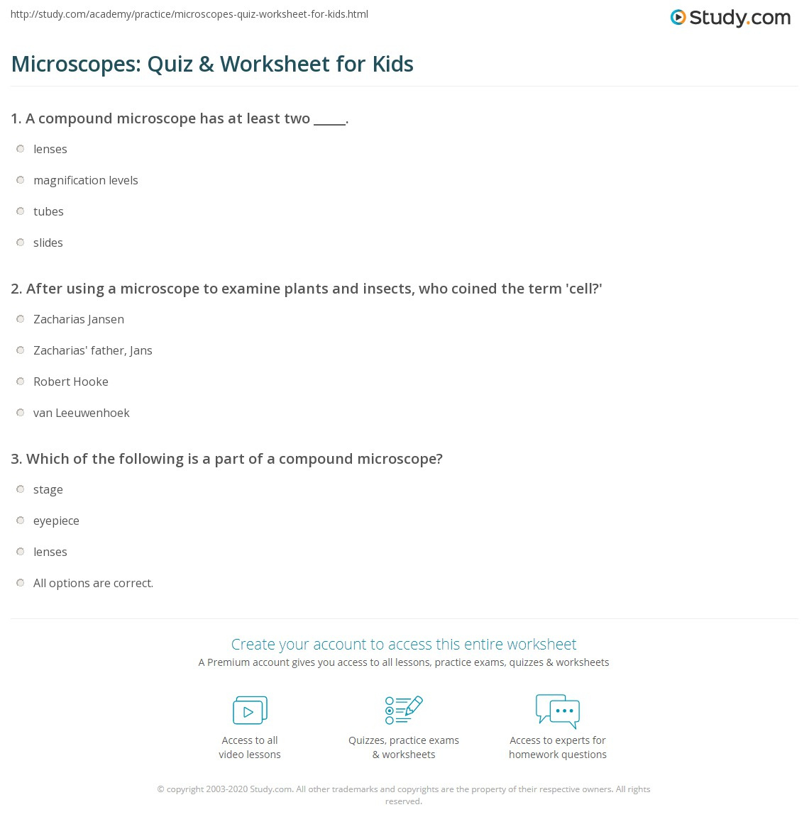 Microscopes: Quiz &amp;amp; Worksheet For Kids | Study inside Microscope Reading Comprehension Worksheet Middle School