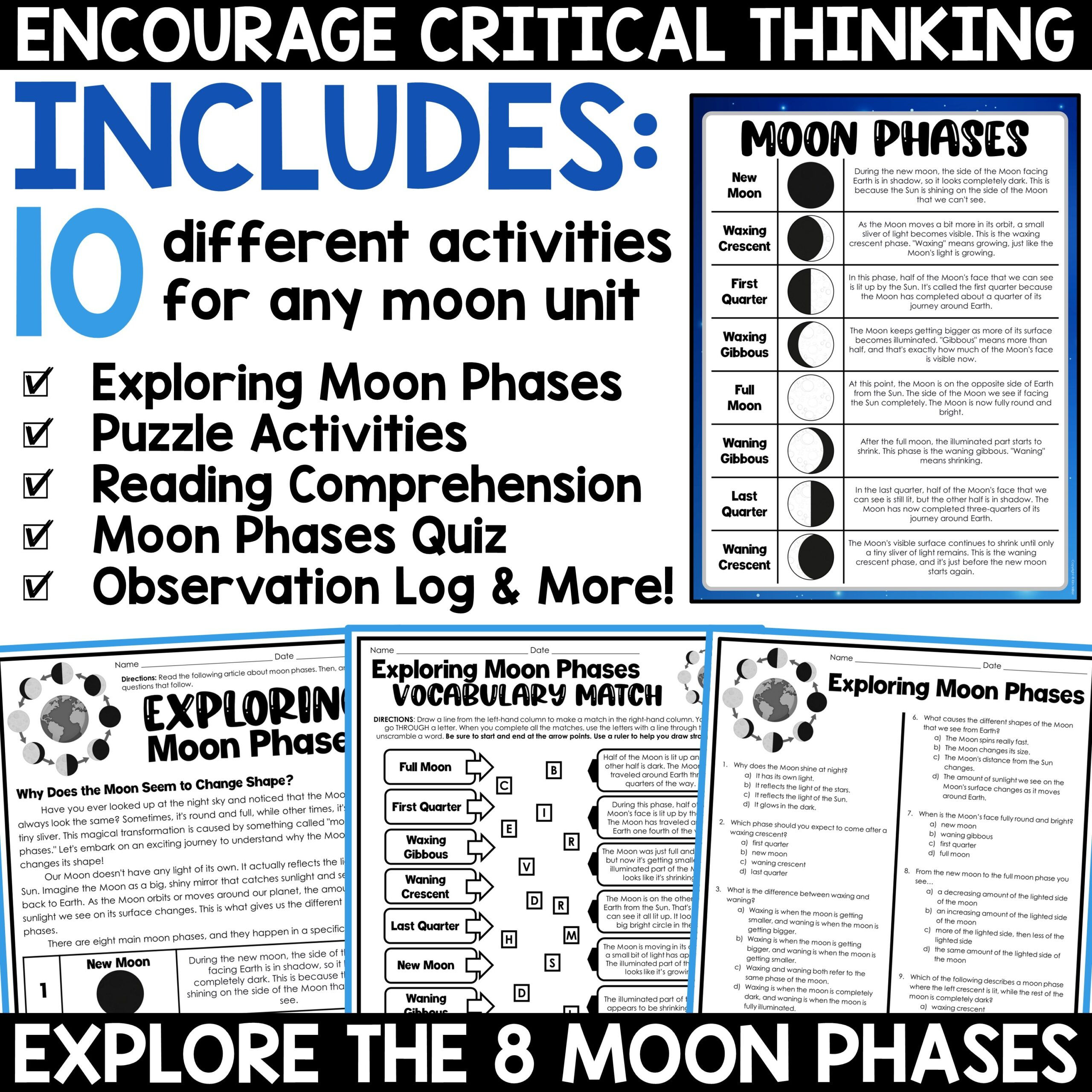 Moon Phases Activities Phases Of The Moon Worksheets Oreo Moon pertaining to Moon Phases Reading Comprehension Worksheets Year 7