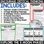 Moon Phases Activity Reading Comprehension Science Escape Room Throughout Moon Phases Reading Comprehension Worksheets Year 7