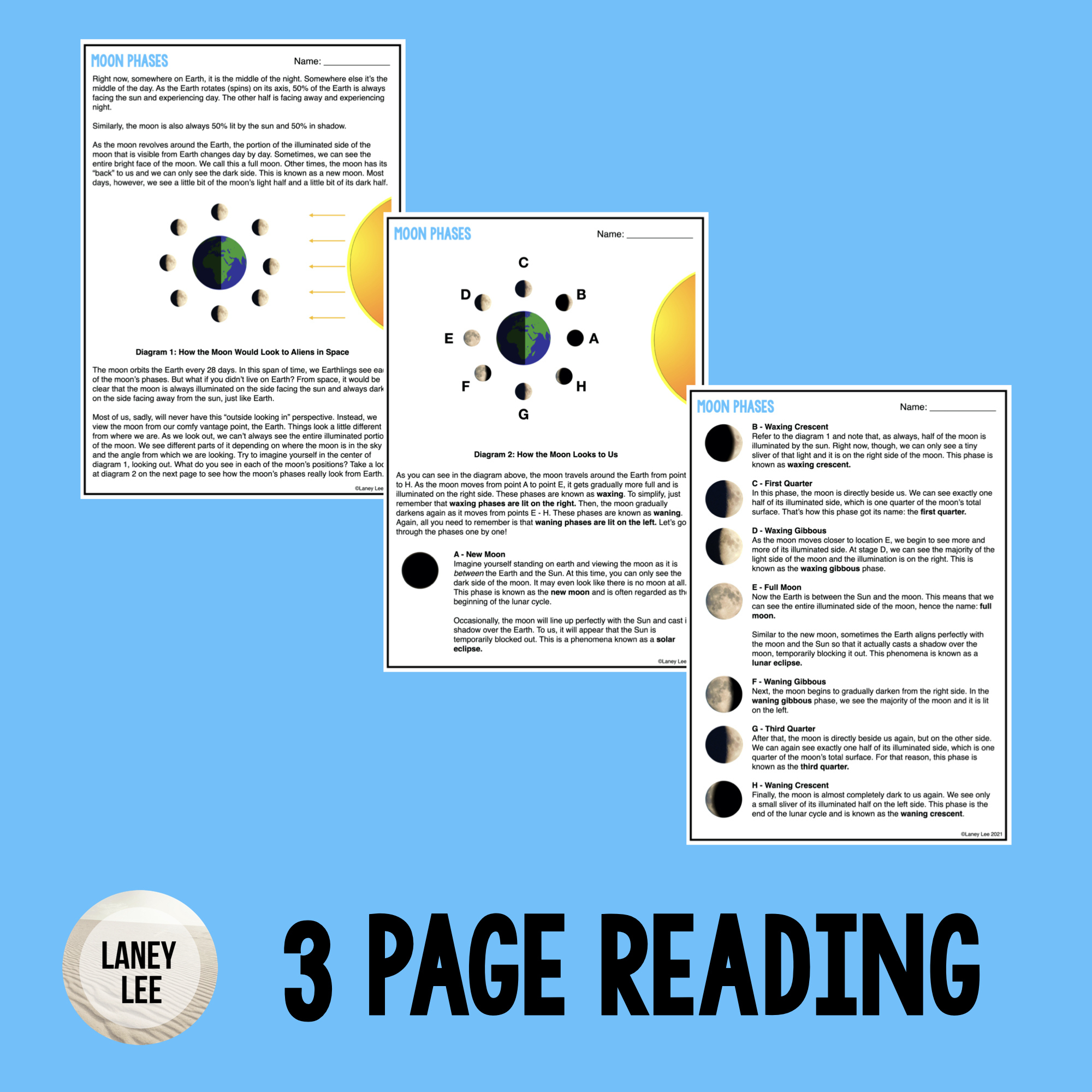 Moon Phases - Reading Comprehension Worksheets intended for Phases of the Moon Reading Comprehension Worksheet