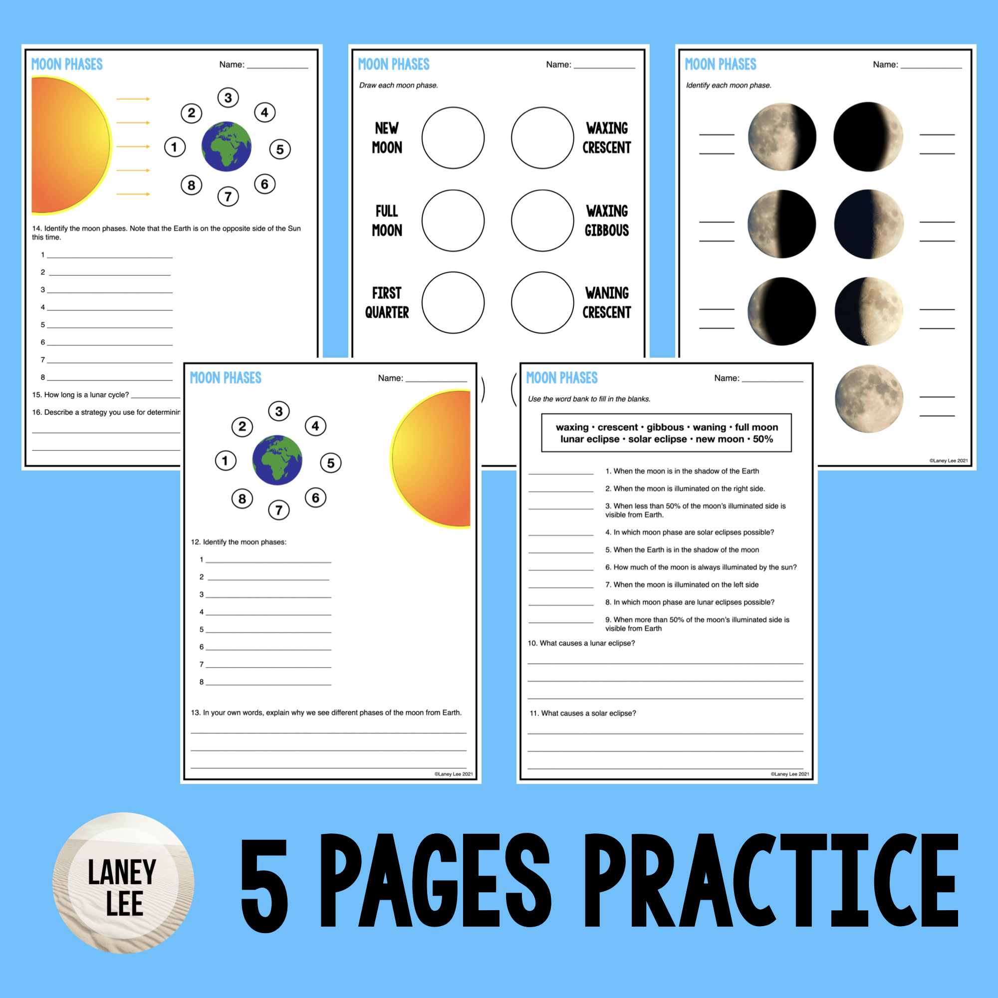 Moon Phases - Reading Comprehension Worksheets with regard to Moon Phases Reading Comprehension Worksheet Middle School