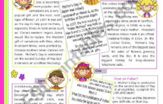 Mother´s Day Around The World - Reading Comprehension - Esl inside Mother’s Day Reading Comprehension Worksheets