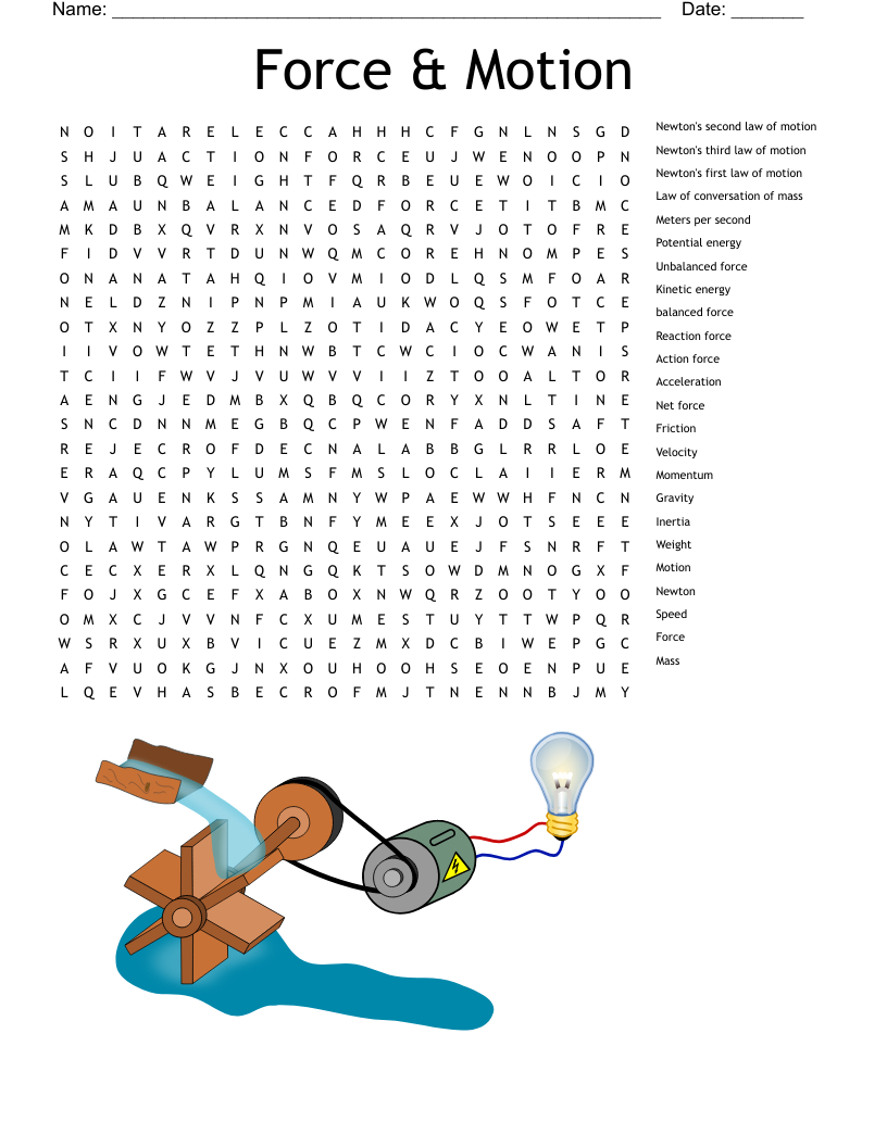 Motion And Momentum Word Search - Wordmint inside Momentum Reading Comprehension Worksheet