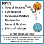 Mutations Reading Comprehension Worksheets   Classful In Genetic Disorders Reading Comprehension Worksheet