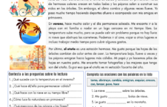 My Favorite Season In Spanish - Pdf Reading Worksheet - Spanish with regard to Free Reading Comprehension Worksheets In Spanish