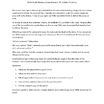 Ninth Grade Reading Comprehension Worksheets | Passages & Question In Reading Comprehension Worksheet For Class 9