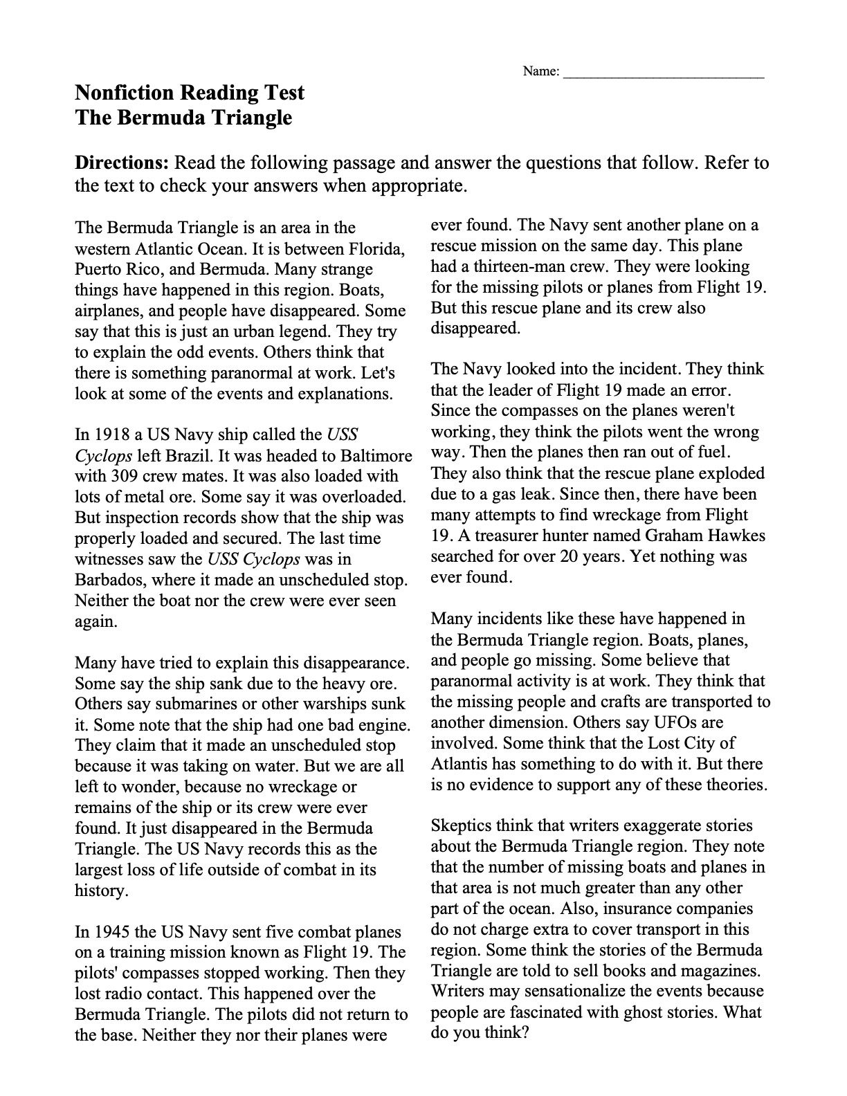 Nonfiction Passages And Functional Texts | Ereading Worksheets intended for Grade 7 Short Stories Worksheets 500 Words