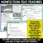 Nonfiction Text Features Activities For Informational Text For Text Features Reading Comprehension Worksheet