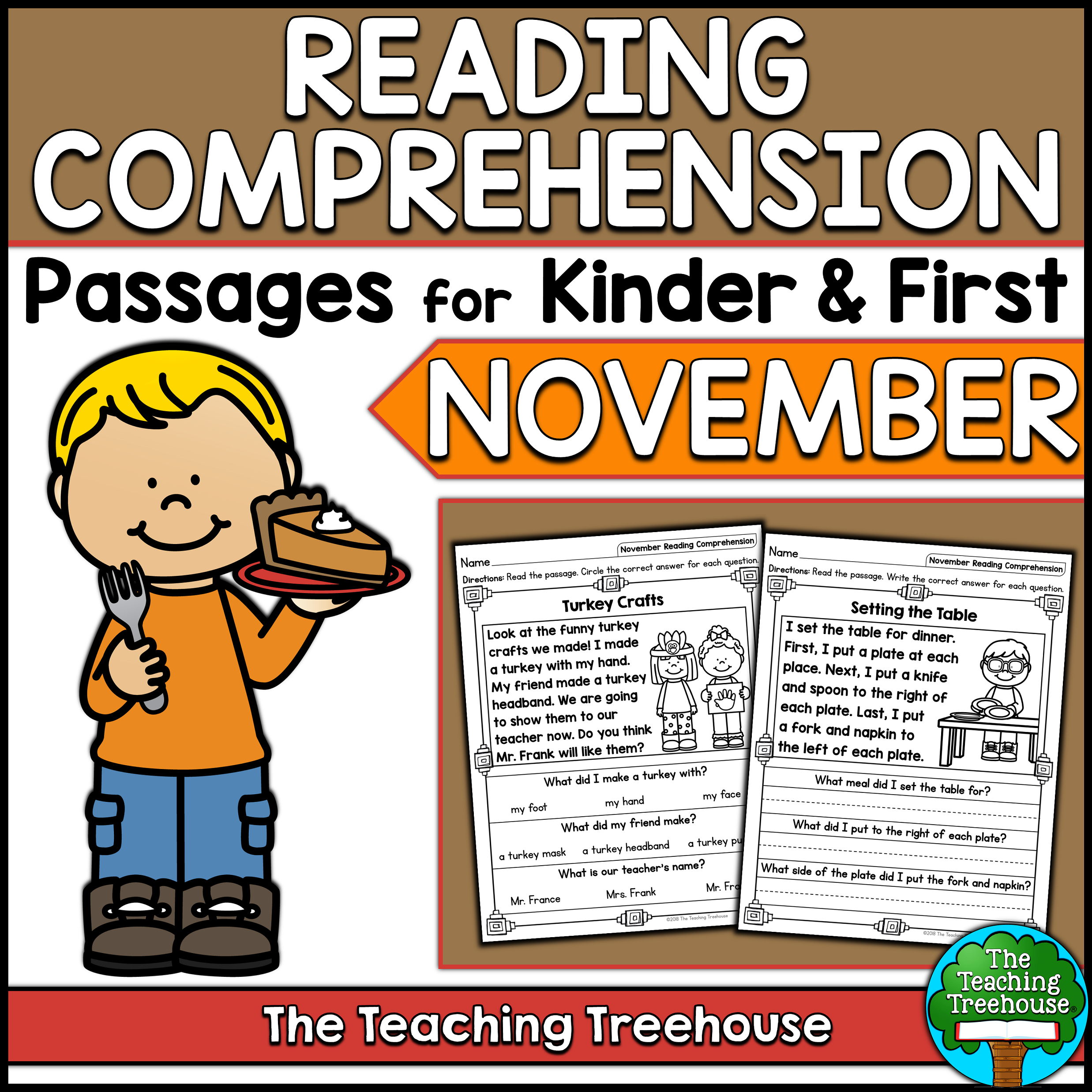 November Reading Comprehension Passages For Kindergarten And First intended for November Reading Comprehension Worksheets