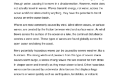 Ocean Reading Comprehension - Grade 4 Reading Comprehension within Reading Comprehension on Waves Worksheets