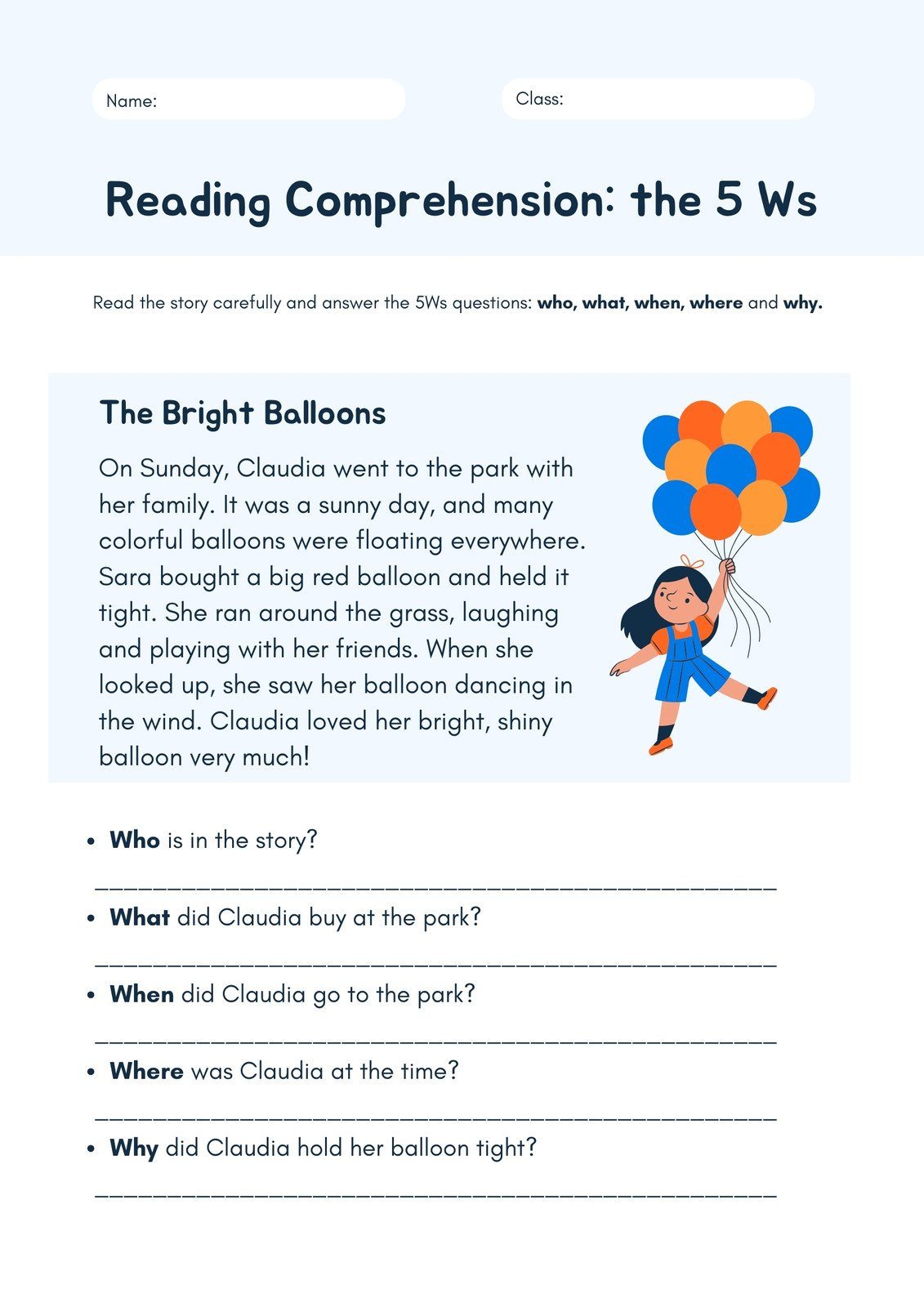 Page 18 - Free And Customizable Reading Templates intended for 5 Ws Reading Comprehension Worksheet