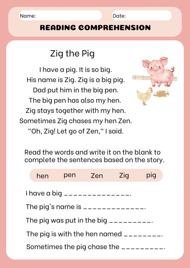 K12 Reading Worksheets Printable