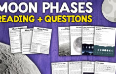 Phases Of The Moon Reading Comprehension Passage + Questions with Phases Of The Moon Reading Comprehension Worksheet