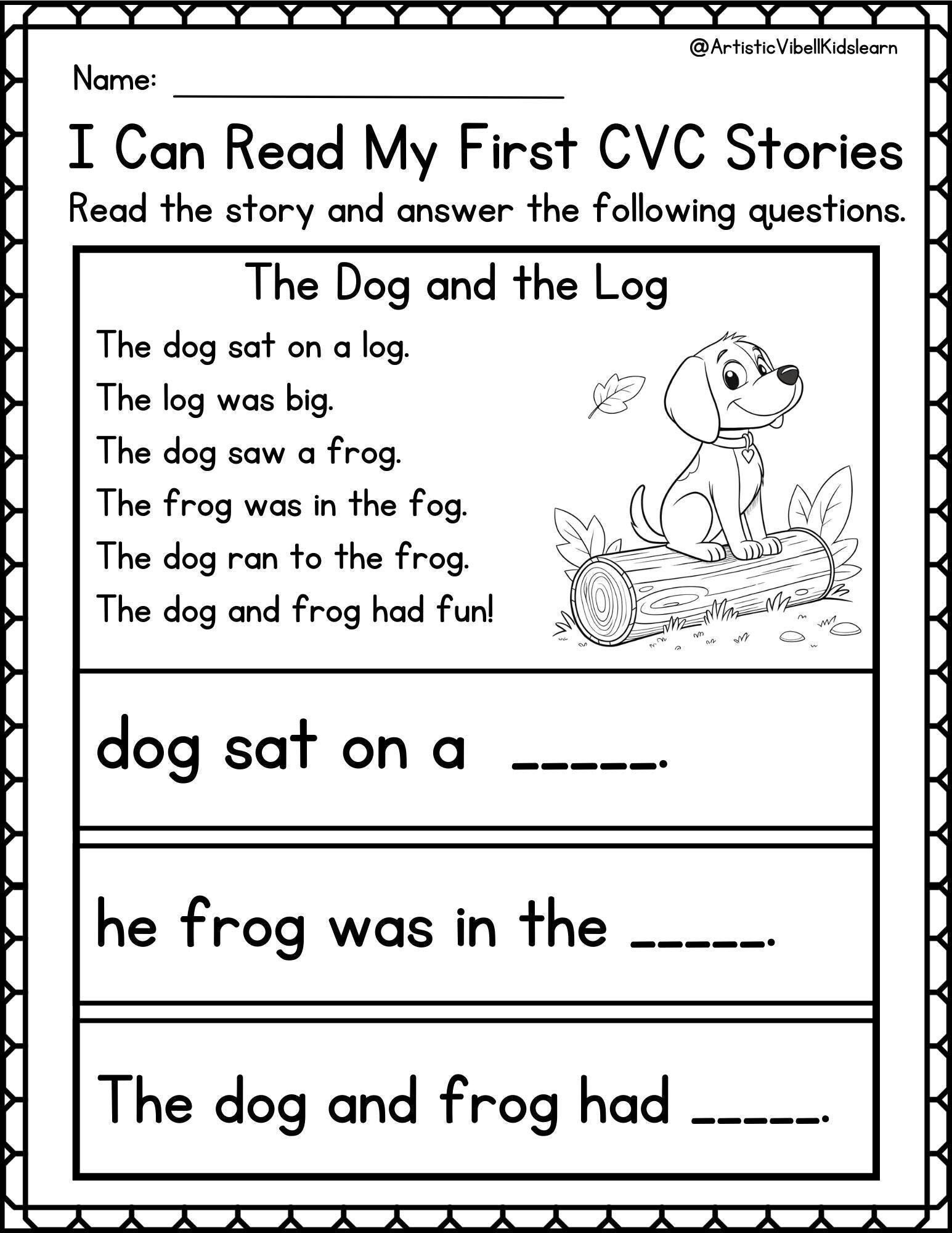 Phonics Worksheets My First Cvc Sentences For Kindergarten And regarding Cvc Reading Comprehension Worksheet