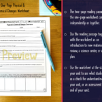 Physical And Chemical Changes Reading Comprehension And Worksheet Inside Physical And Chemical Changes Reading Comprehension Worksheet