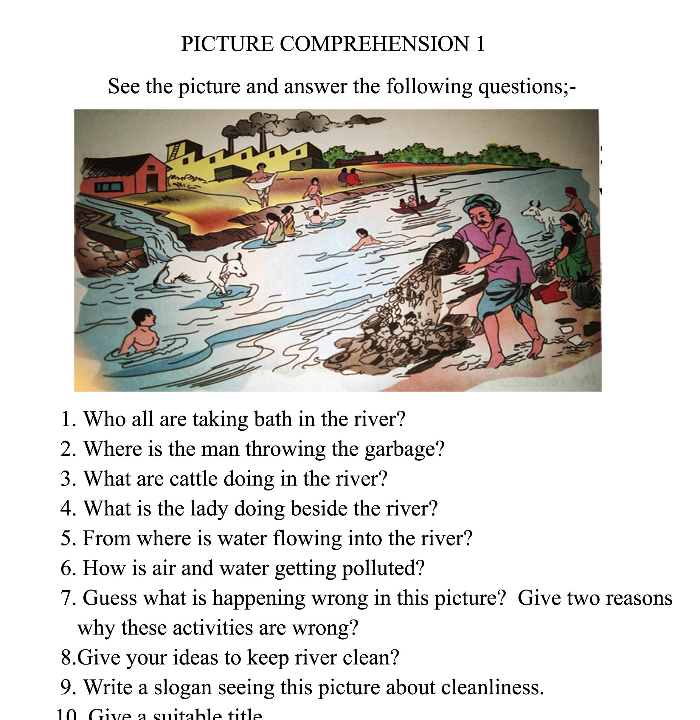 Picture Comprehension 1 Air And Water Pollution | Makejobeasyteacher within Water Pollution Comprehension Worksheets