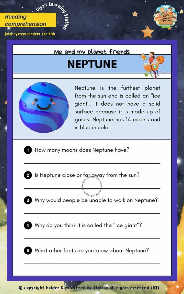 Pinayaan Ali On Me &amp;amp; My Planet Friend | Reading Comprehension intended for Neptune Reading Comprehension Worksheet