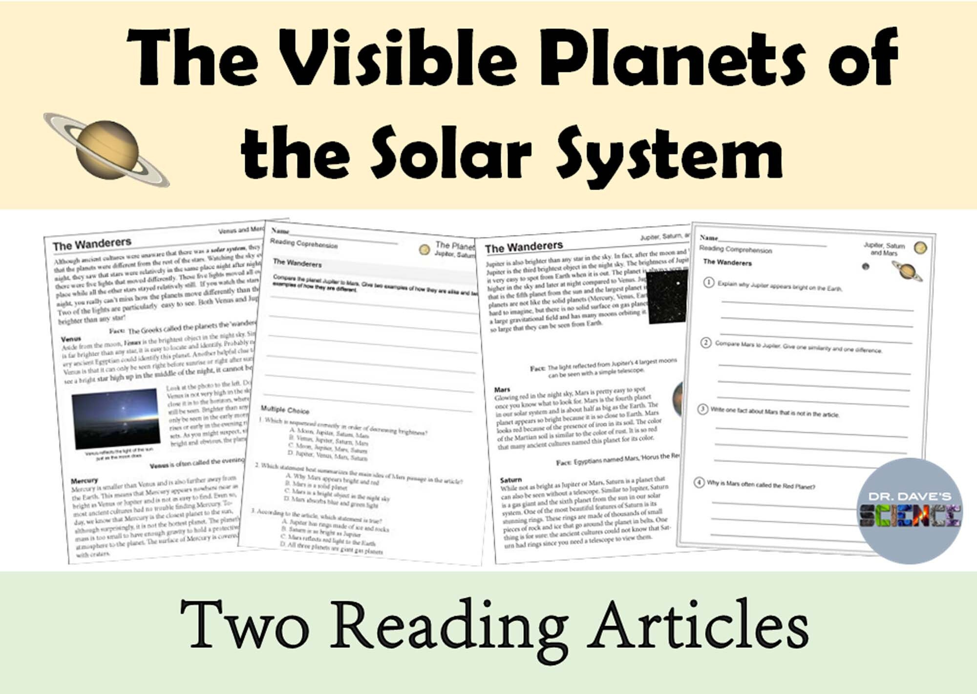 Planets And The Solar System Reading Comprehension Passage And throughout Solar System Reading Comprehension Worksheets High School