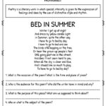 Poetry Comprehension Worksheets: Discover 7 Poem Comprehension Inside Poems Reading Comprehension Worksheets
