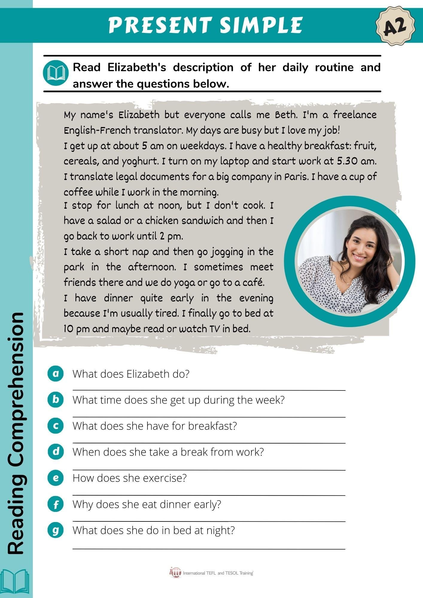 Present Simple Reading Comprehension | ✔️ ✔️ ✔️ Ittt in Present Simple Reading Comprehension Worksheets