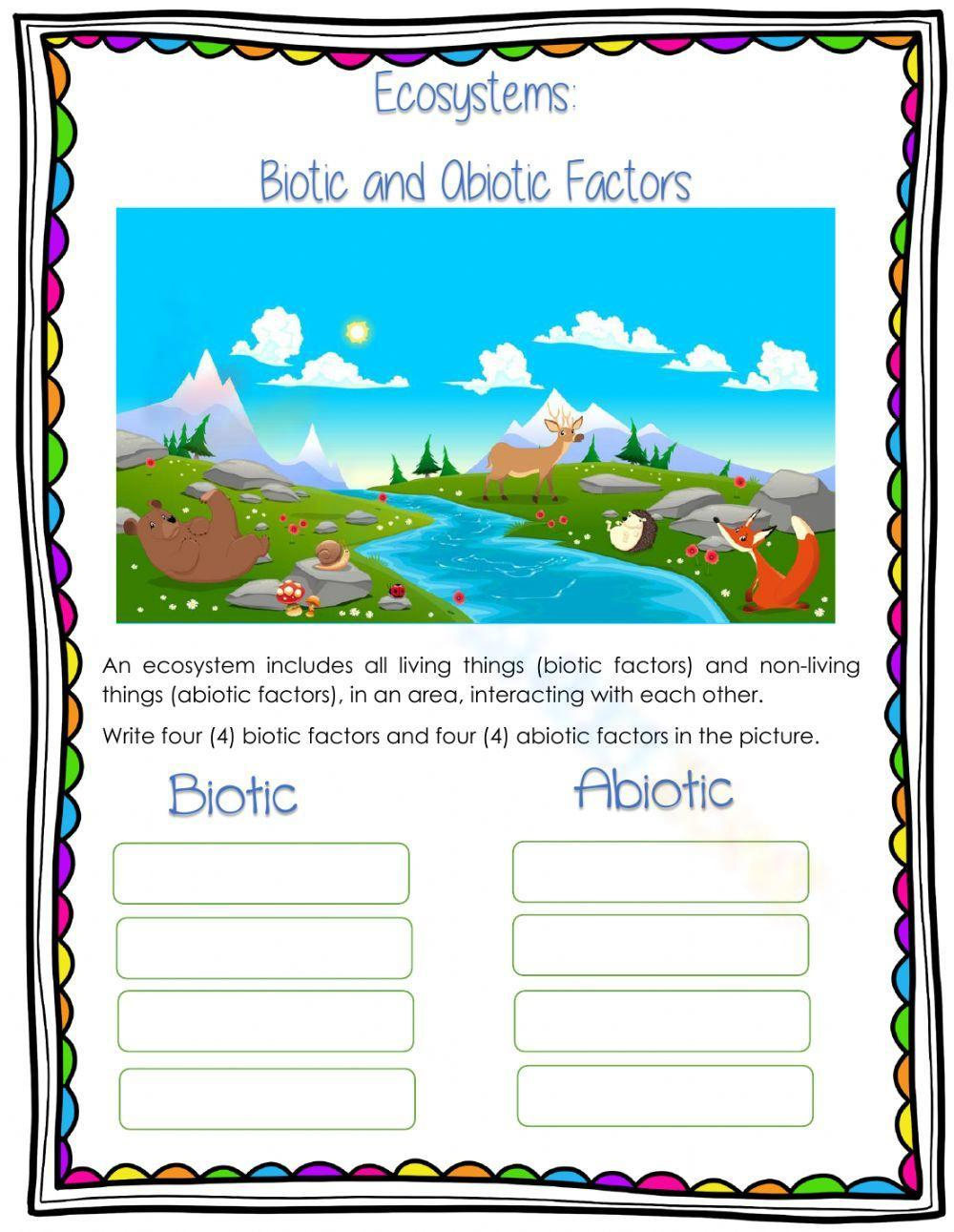 Printable Abiotic Vs Biotic Factors Worksheets Download in Abiotic And Biotic Factors Reading Comprehension Worksheets