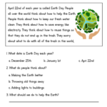 Printable Grade 3 Earth Day Worksheets Download Within Earth Day Reading Comprehension Worksheets Free