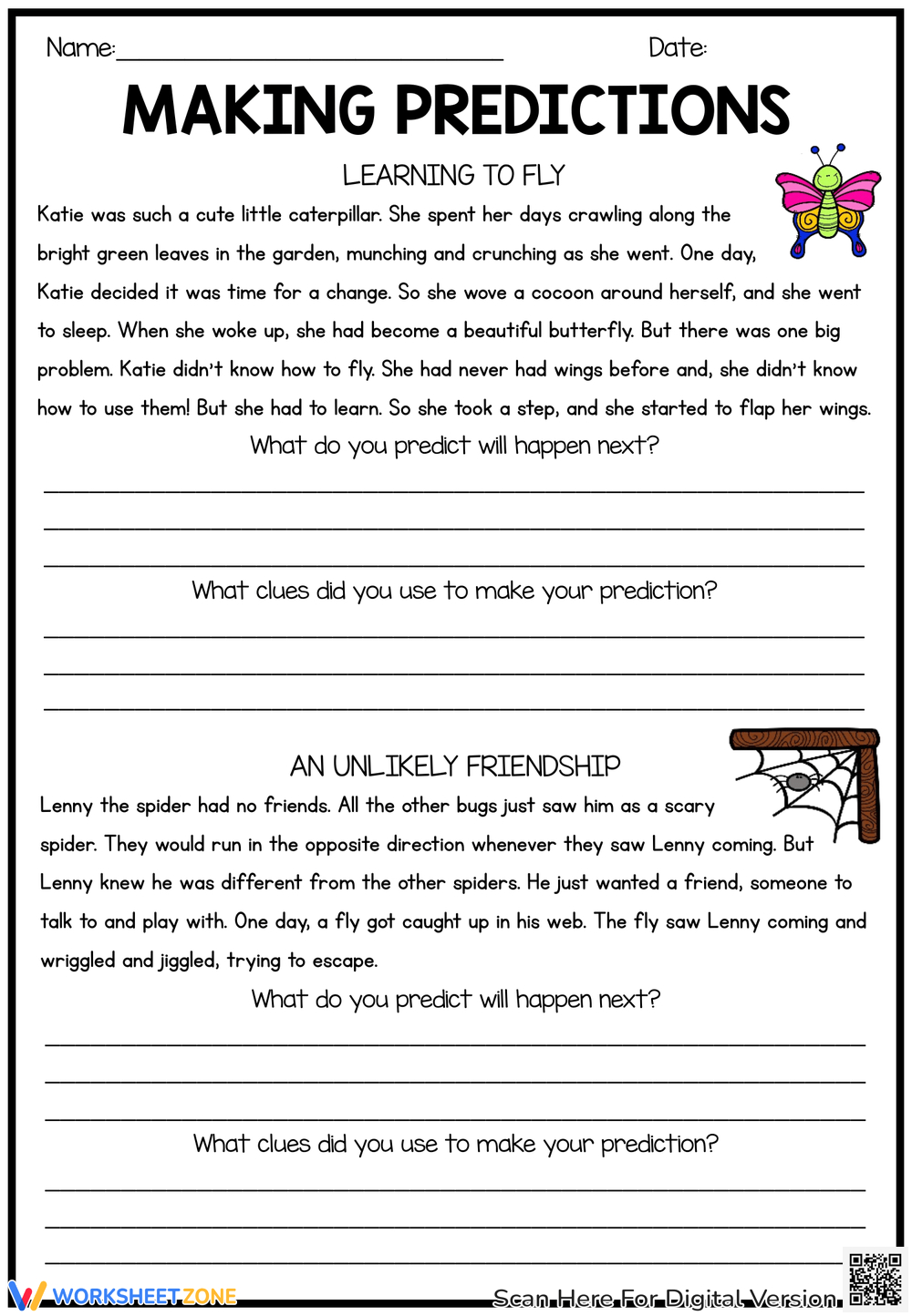 Printable Grade 3 Making Predictions Worksheets for Prediction Reading Comprehension Worksheet