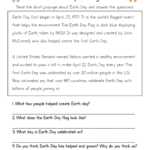 Printable Grade 4 Earth Day Worksheets Download For Earth Day Reading Comprehension Worksheets Free