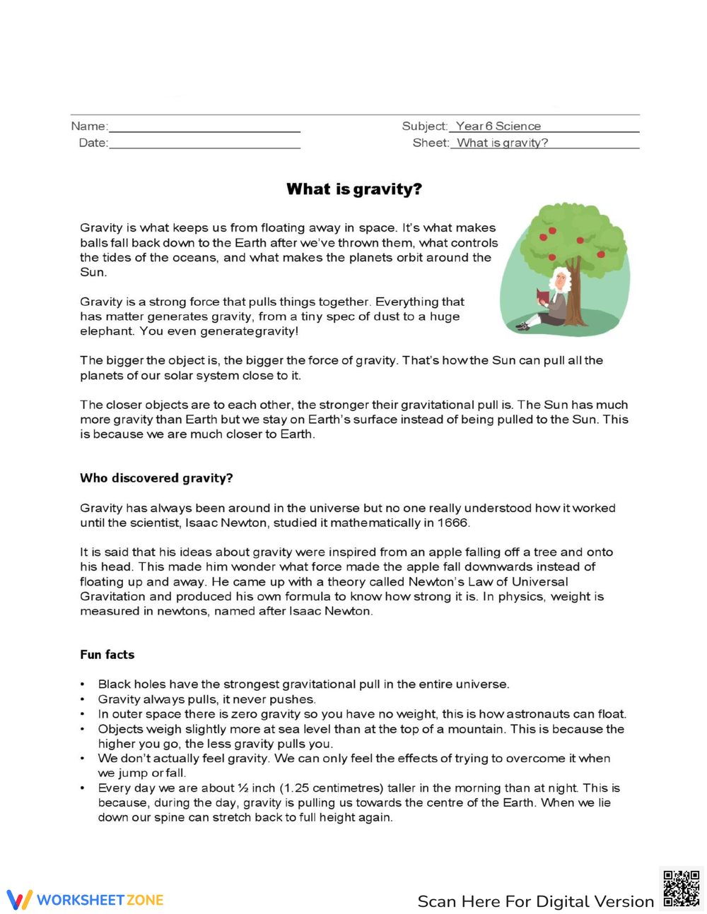 Printable Gravity Worksheets Download inside Gravity Reading Comprehension Worksheets