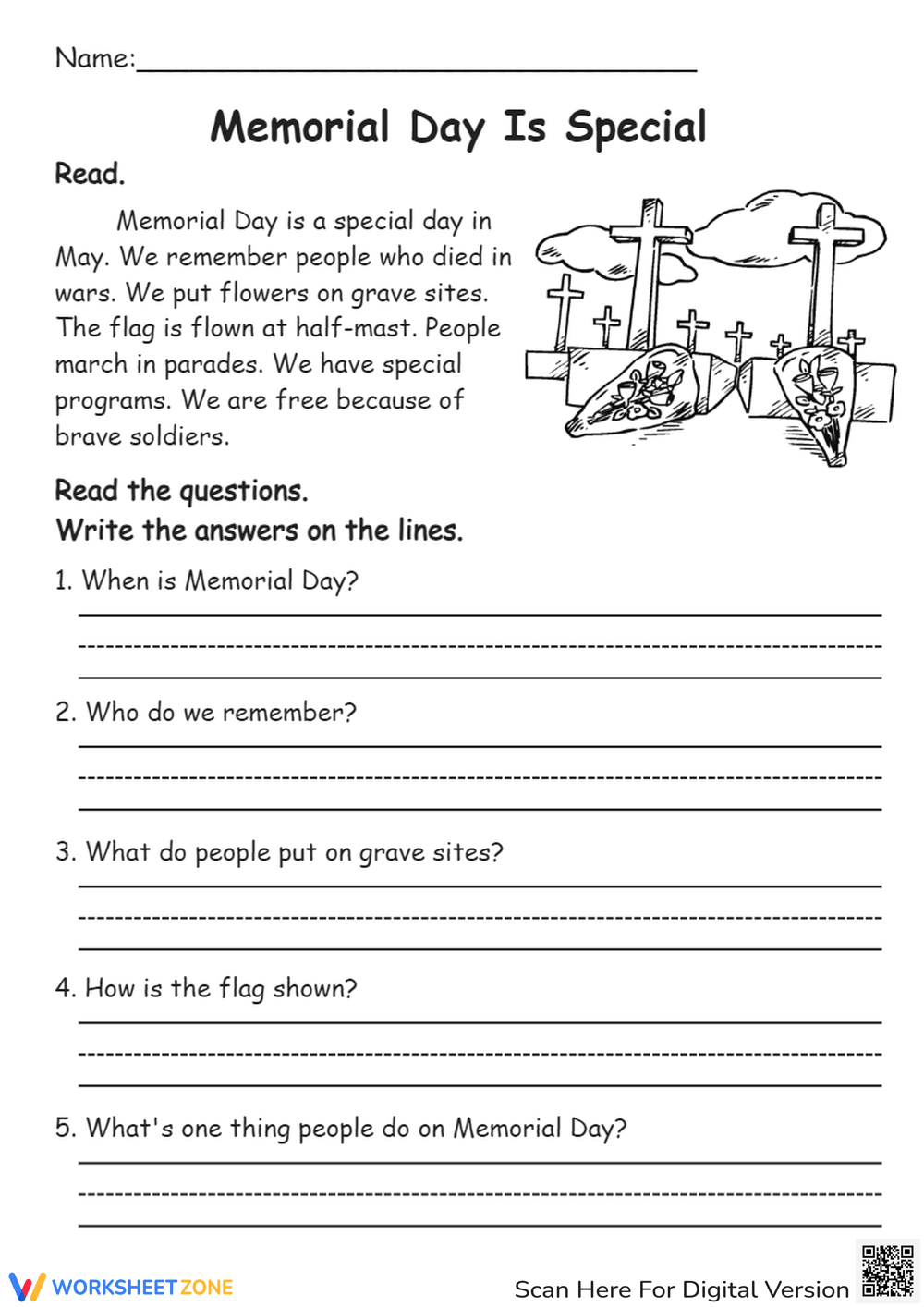 Printable Memorial Day Worksheets pertaining to Free Printable Memorial Day Reading Comprehension Worksheets