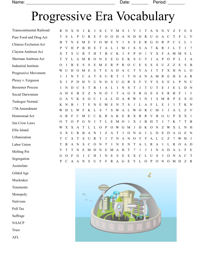 Progressive Era Word Search - Wordmint within Progressive Era Reading Comprehension Worksheet