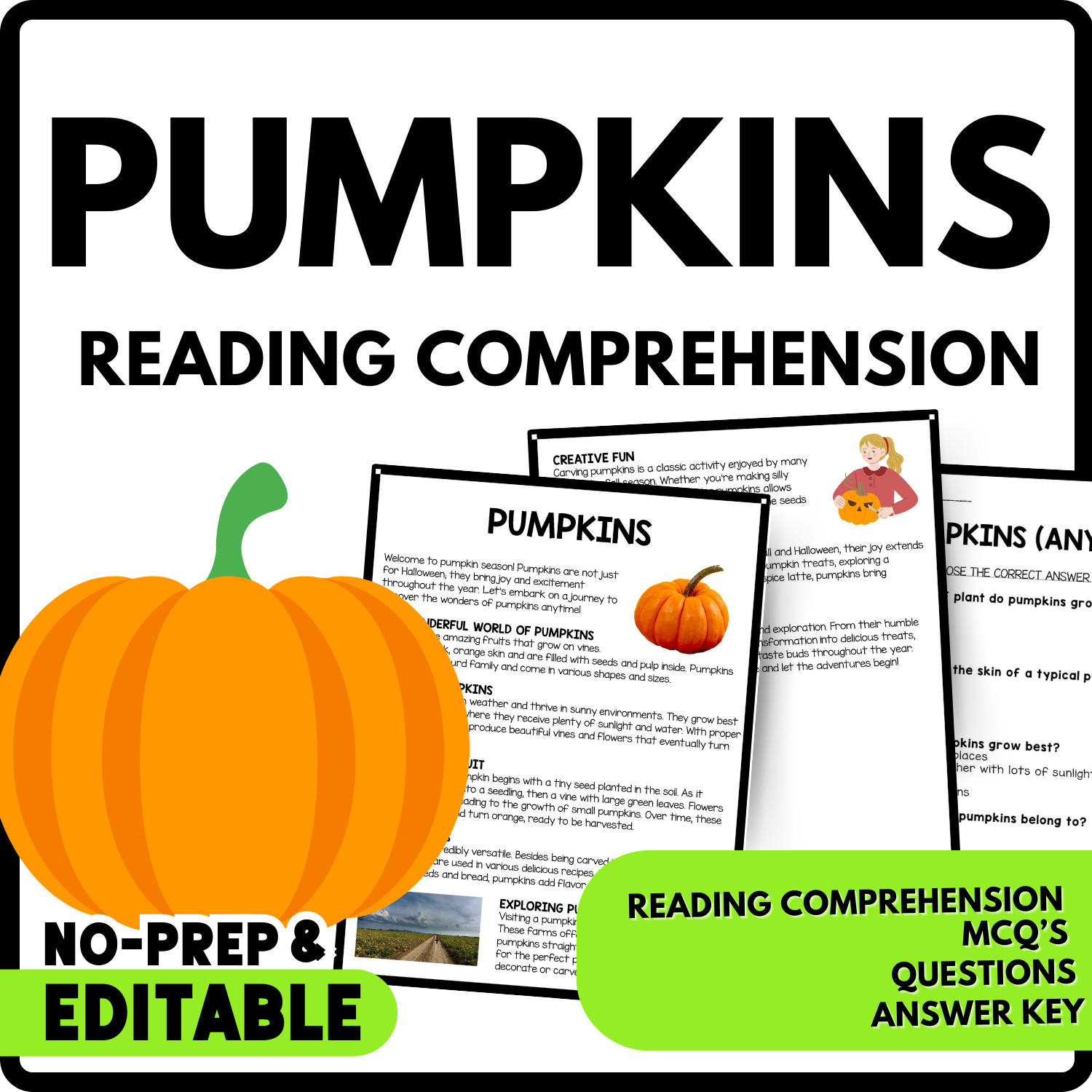 Pumpkin Reading Comprehension Worksheet pertaining to Pumpkin Reading Comprehension Worksheet