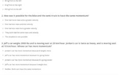 Quiz &amp; Worksheet - Characteristics Of Linear Momentum | Study intended for Momentum Reading Comprehension Worksheet