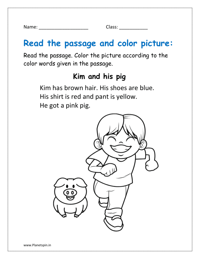 Read And Color Comprehension Worksheets | Planetspin.in regarding Reading Comprehension Worksheets Color