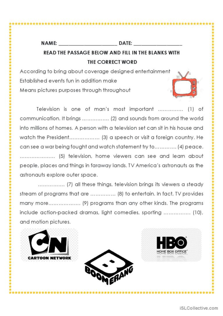 Read And Fill In The Blanks: English Esl Worksheets Pdf & Doc intended for Fill In The Blanks Reading Comprehension Worksheets