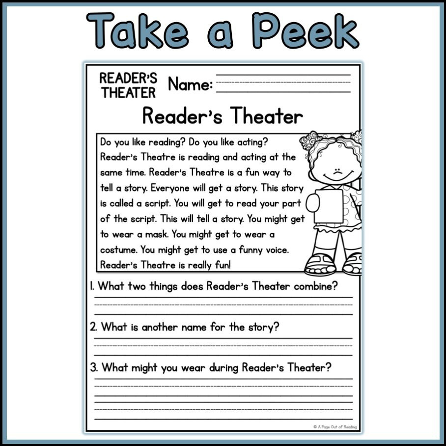 Readers Theatre Reading Comprehension Passages And Questions Back regarding Drama Reading Comprehension Worksheets