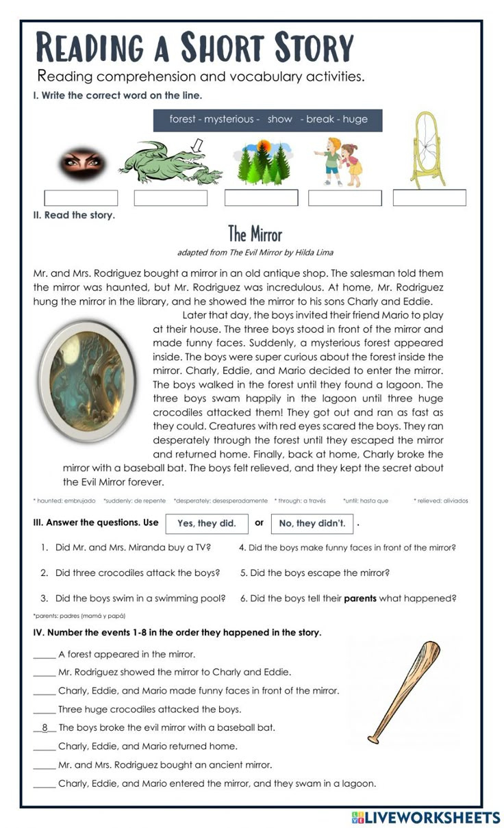 Reading A Short Story Worksheet for Funny Moral Stories Comprehension Test Worksheets Grade 7