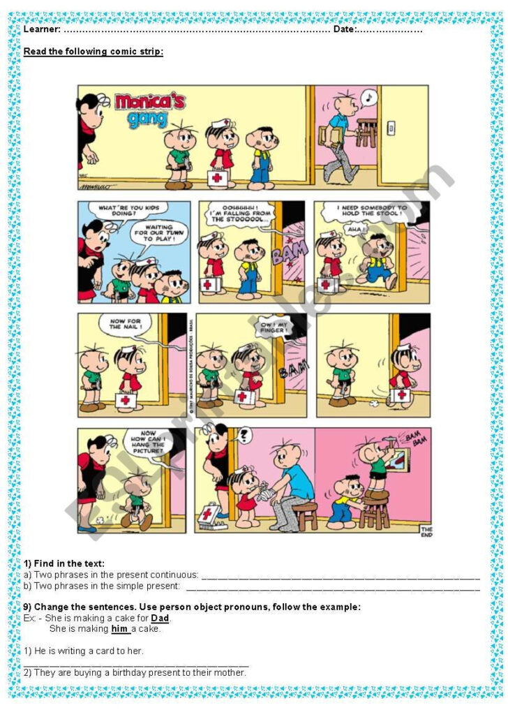 Comic Strips Reading Comprehension Worksheets Grade 6