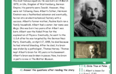 Reading Comprehension - Alber…: English Esl Worksheets Pdf &amp; Doc pertaining to Albert Einstein Reading Comprehension Worksheet