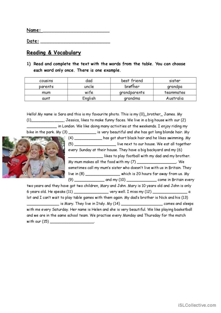 Reading Comprehension And Vocabulary…: English Esl Worksheets Pdf in Reading Comprehension With Vocabulary Worksheets