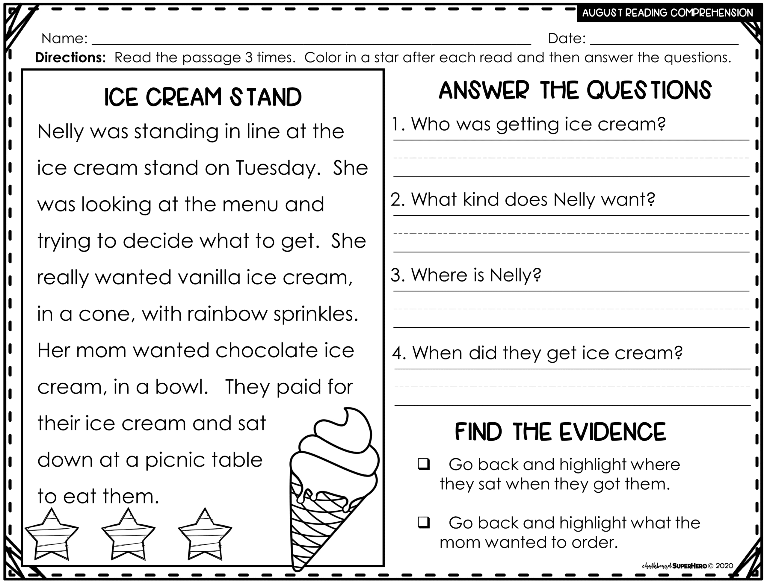 Reading Comprehension Answering Wh Questions {August} 3 Levels with regard to Reading Comprehension With Wh Questions Worksheets