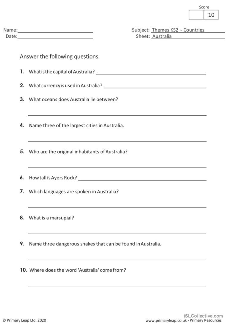 Reading Comprehension - Australia R…: English Esl Worksheets Pdf &amp;amp; Doc throughout Australia Reading Comprehension Worksheets Ks2