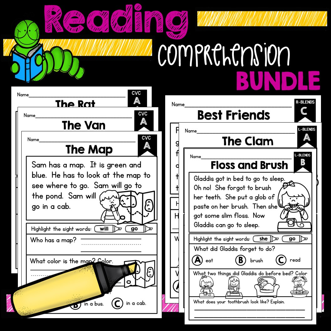 Reading Comprehension Bundle, K-1 | Madeteachers intended for K-1 Reading Comprehension Worksheets