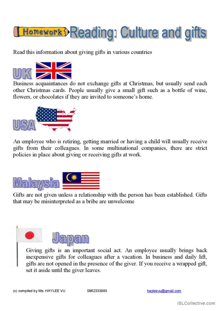 Reading Comprehension: Culture And G…: English Esl Worksheets Pdf with regard to Culture Reading Comprehension Worksheets