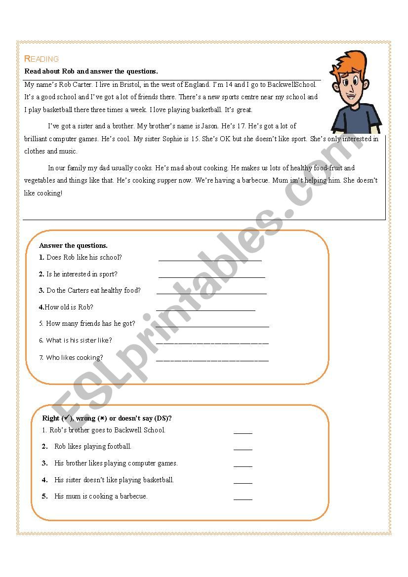 Reading Comprehension - Esl Worksheetbuchardo throughout Sophie Reading Comprehension Worksheets Liveworksheets