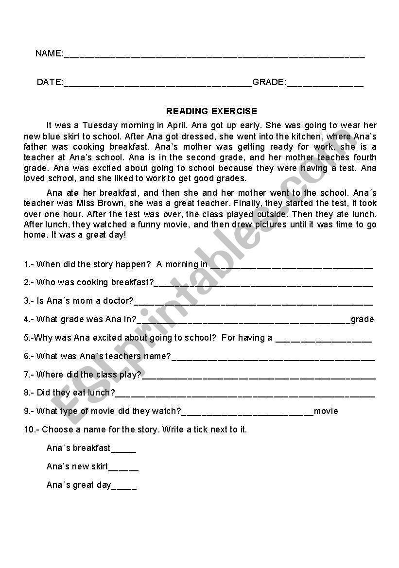 Reading Comprehension Exercise - Esl Worksheetmcgc81 pertaining to Grade 9 Reading Comprehension Worksheets