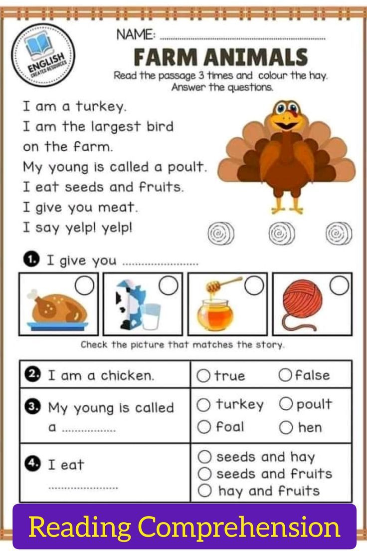 Reading Comprehension - Farm Animals regarding Animal Farm Reading Comprehension Worksheets Pre-Primary