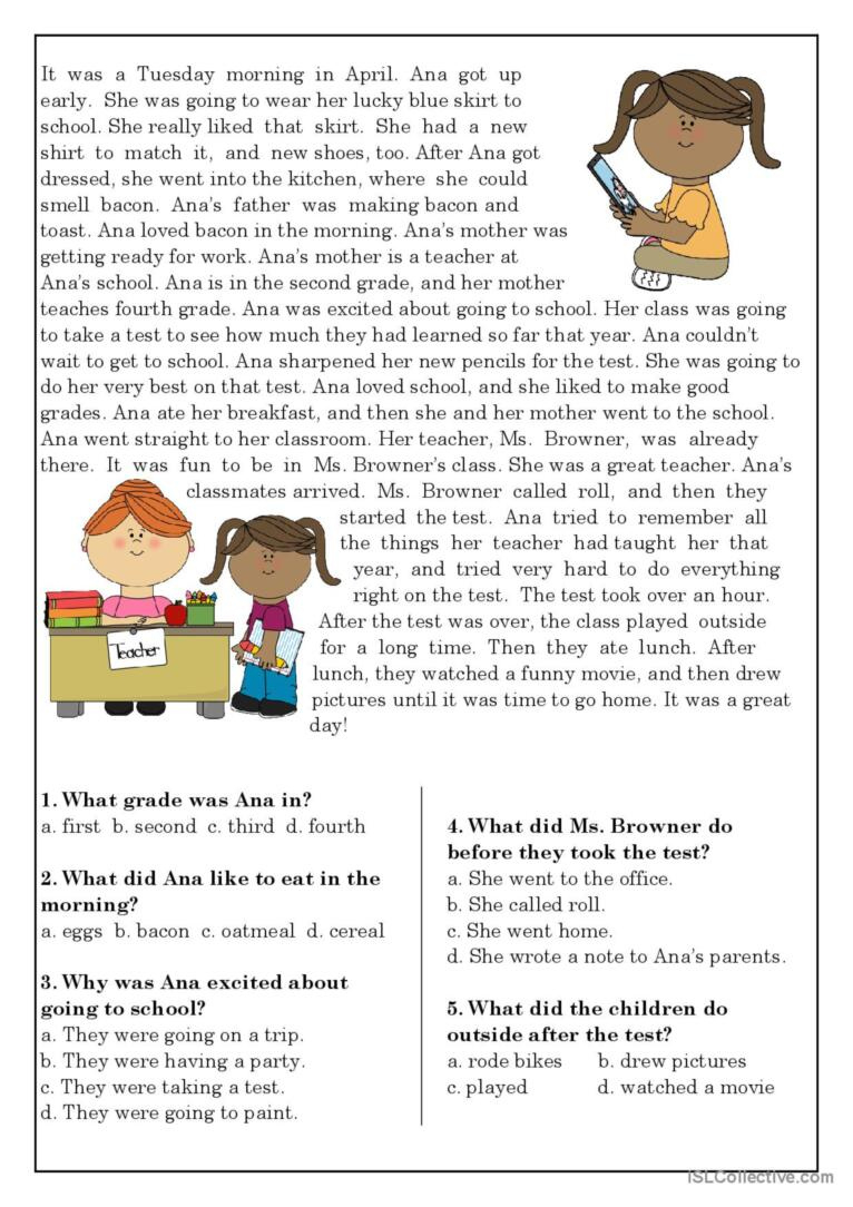 Reading Comprehension For Beginner A…: English Esl Worksheets Pdf with regard to Esl Beginner Reading Comprehension Worksheet